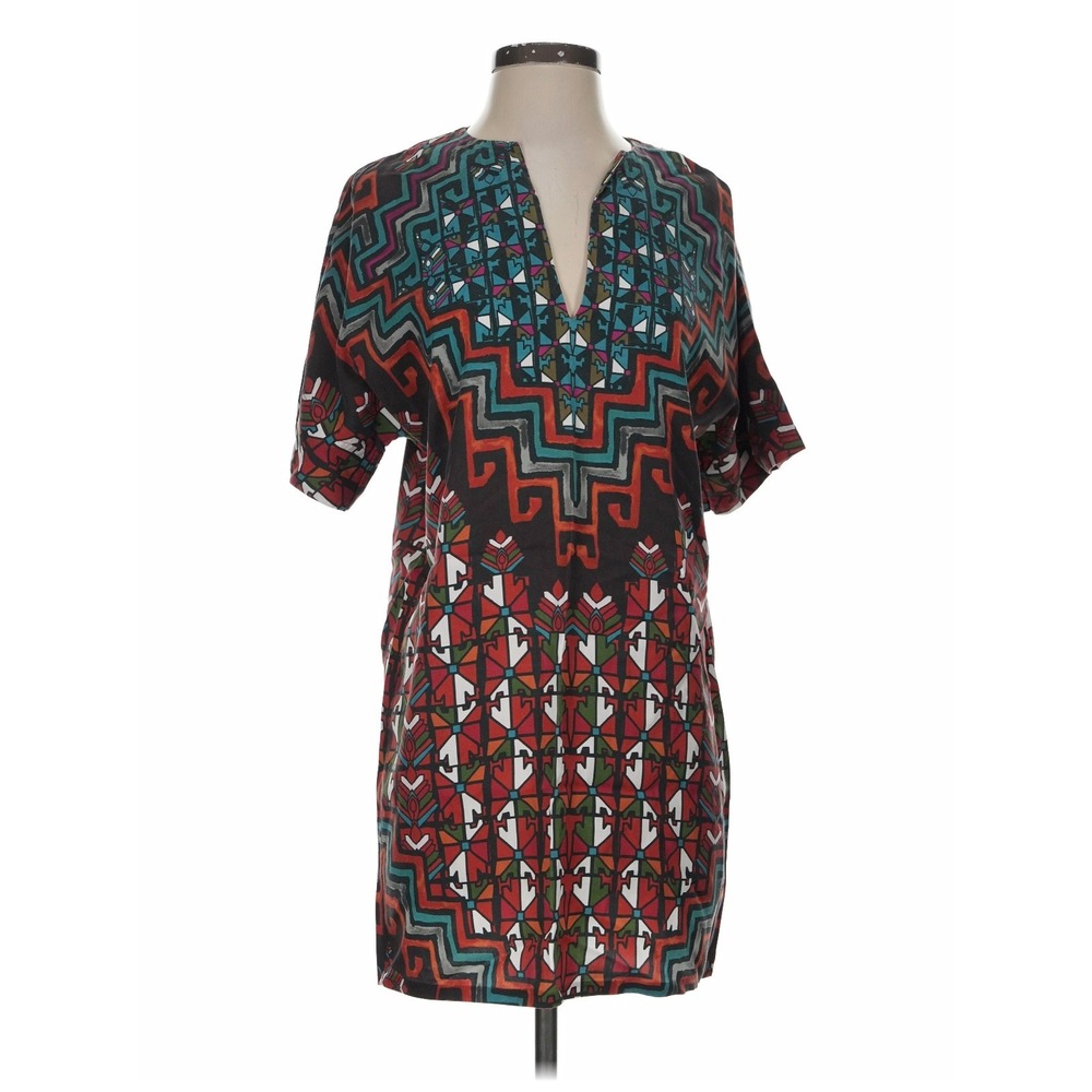 Mara Hoffman Dress Womens XS Multicolor Geometric Print 100% Tencel Shift Tunic
